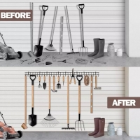 Set 4 organizatoare pentru unelte si scule de gradina, metal, negru, 40 x 12 cm, Vivo GH160